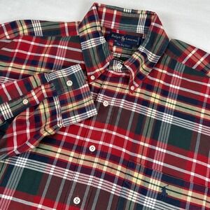 Vintage Polo Ralph Lauren Large The Big Shirt Blue Green Red Button Up